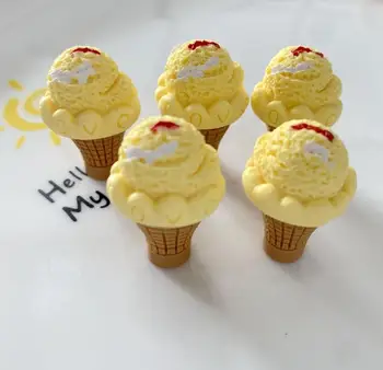 Kawaii creme de sorvete de sobremesa 3D Resina Flatback Cabochão de Simulação de alimentos-Art de Fornecimento de casa de Boneca cozinha de Brinquedo Decoração