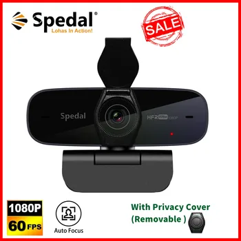Spedal AF926P Webcam Full HD1080p 60 FPS Focagem Automática Removível Com Privacidade Capa de Fluxo com Microfones USB da Câmera Para PC mac