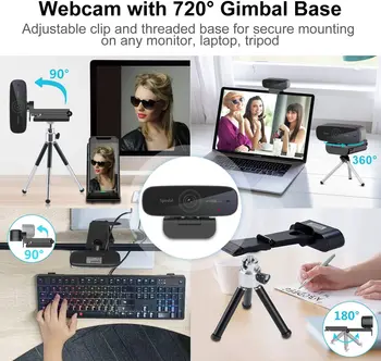 Spedal AF926P Webcam Full HD1080p 60 FPS Focagem Automática Removível Com Privacidade Capa de Fluxo com Microfones USB da Câmera Para PC mac
