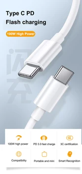 Adaptador USB, USB tipo C USB C para XIAOMI POCO M3 X3 NFC tipo-C de 60W 100W rápido carga rapida 4,0 USB-C Cabo para MacBook