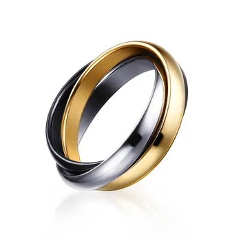 Empilhável anéis de titânio para as mulheres de aço inoxidável de casamento noivado bandas da cor do ouro do conjunto de anel de dom tamanho 5,6,7,8,9,10