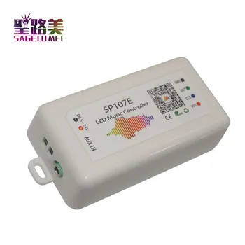 SP107E DC5-24V compatíveis com Bluetooth, LEVOU a Música Controlador RGB SPI LED Controlador por telefone APP para WS2812 LPD8806 luzes de tira