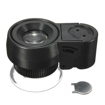 45 Vezes com o DIODO emissor de Luz Dinheiro Inspeção Lâmpada Lupa/portátil de Bolso Microscópio de Bolso com Estojo