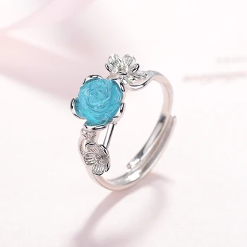 Todorova Ajustável Rosa Azul, a Flor Azul, a Abertura de Anéis de Dedo para as Mulheres Acessórios de Presente do Dia dos Namorados