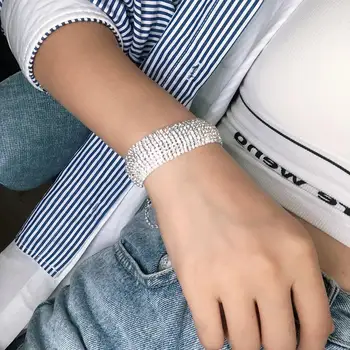 Nova marca de espumante de cristal pulseira de mulheres multi drenagem pulseira de Strass pulseira de mulheres Bola de Casamento jóias