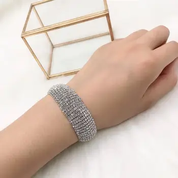 Nova marca de espumante de cristal pulseira de mulheres multi drenagem pulseira de Strass pulseira de mulheres Bola de Casamento jóias