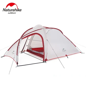 Naturehike Hiby3 Ultraleve Barraca de Camping 20D Nylon Cinza Branca Dupla Camada Exterior Impermeável 3 Pessoas Portátil Tenda da Família