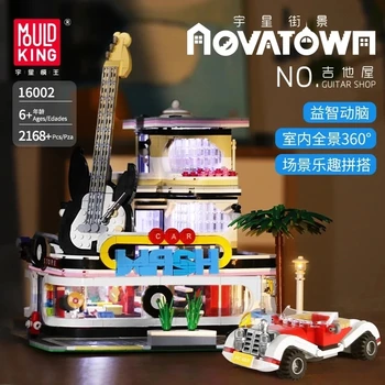 16002 2168PCS Streetview MOC Loja de Guitarra Com o Diodo emissor de Luz Define o Modelo de Construção de Blocos de Tijolos Crianças Brinquedos Para Crianças, Presentes de Natal