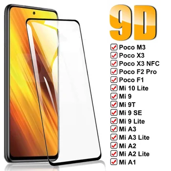 9D Vidro Temperado Para Xiaomi Poco M3 X3 NFC F2 Pro F1 Protetor de Tela Xiaomi Mi 9 SE 10 A3 A2 Lite 9T Pro Vidro de Proteção do Filme