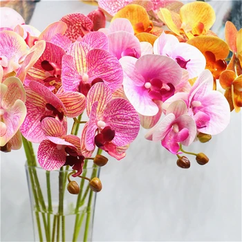 1 Pacote（6 Cabeças）Plástico Borboleta de Orquídea Vasos para Decoração de Casamento Plantas ornamentais Presentes de Natal Caixa de Flores Artificiais