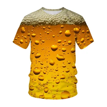 Cerveja 3D Print T-Shirt É Hora Carta Mulheres Homens Engraçado Novidade T-Shirt de Manga Curta Tops Unisex Roupa Roupas