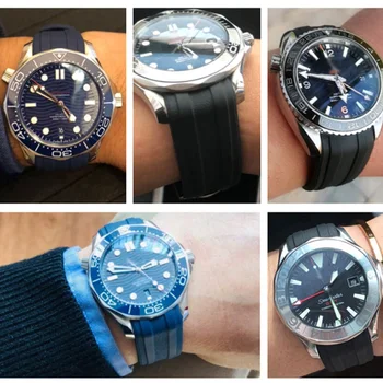 Borracha Watchbands Para a Omega SEAMASTER 007 PLANET OCEAN AT150 Homens Relógio Pulseira de Accessorie de Silicone Faixa de Relógio Pulseira de Relógio de Cadeia