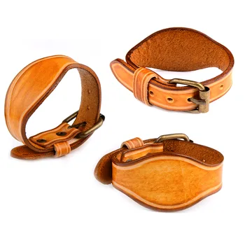 Chanfar Vintage de couro Genuíno pulseira estilo correia de Bronze moda em couro Enrole o Bracelete Para Homens