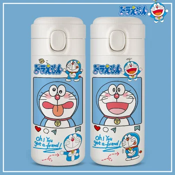EWAYS Criativo Doraemon dos desenhos animados da Cor Pura Auto Tampa da garrafa Térmica de Aço Inoxidável 304 Crianças garrafa Térmica Copos