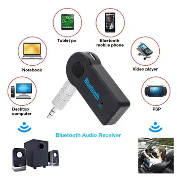 Receptor de áudio Estéreo de 3,5 mm Adaptador Bluetooth sem Fio do Adaptador de entrada Aux Música Carro Receptor de Áudio com Microfone Adaptador Receptor J9V5