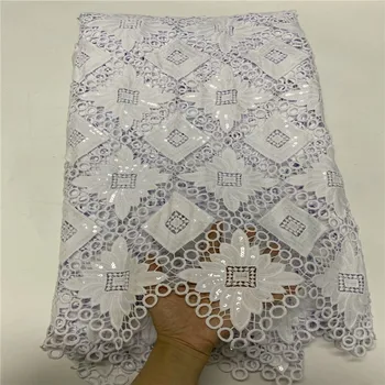 África do laço de tecido 2020 alta qualidade laço de lantejoulas Guipure tecido do laço de Cabo de laço de tecido para o vestido de casamento r19-35
