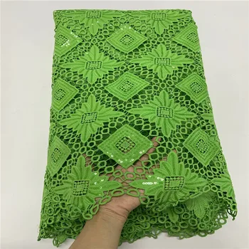 África do laço de tecido 2020 alta qualidade laço de lantejoulas Guipure tecido do laço de Cabo de laço de tecido para o vestido de casamento r19-35