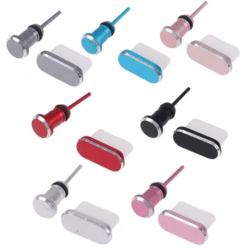 1PC de Metal Colorido Anti-Pó Fichas-Tipo C Orifícios de Carga De 3,5 Mm para Fone de ouvido de Silicone Porta de Proteção contra Poeira Plug Para Smartphone