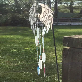 Little Angel Penas Wind Chime Vitrais Artesanais Originais E Exclusivas, Quintal Com Jardim Ao Ar Livre A Viver Decoração*