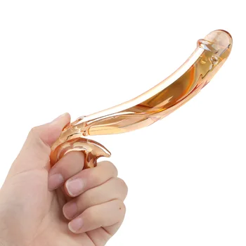 Ouro Vibrador de Vidro Butt Plug Anal Transparentes de Cristal Pau Brinquedos Sexuais para as Mulheres do sexo Feminino Masturbação Vagina Massagem Falso Pênis