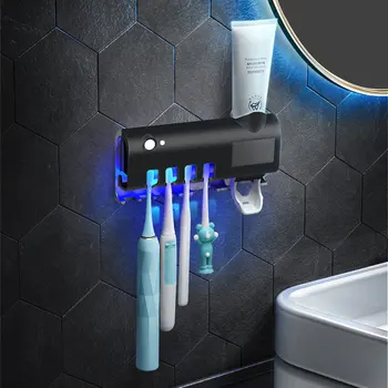 Porta-escovas UV Solar da Parede Automática Dispensador de pasta de dente Escova de dentes Esterilizador Domésticos, Acessórios de casa de Banho