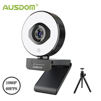 [Original] AUSDOM AF660 FHD 1080P 60FPS Web Câmera Autofoco de Fluxo de Cam Com Ajustável Direito de Cancelamento de Ruído de Microfone Livre Tripé