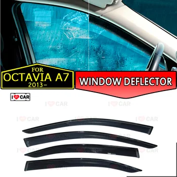 Janela deflector para Skoda Octavia A7 2013 - janela do carro defletor de vento guarda de ventilação sol, chuva viseira capa carro estilo de decoração