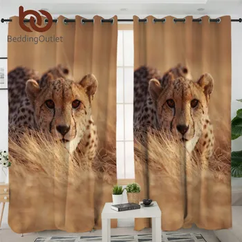 BeddingOutlet Leopard Quarto, Cortinas de Chita cortinas Blackout 3D Animal Tribal Sala de estar Cortina de Fotografia de Decoração de Casa de 1pc