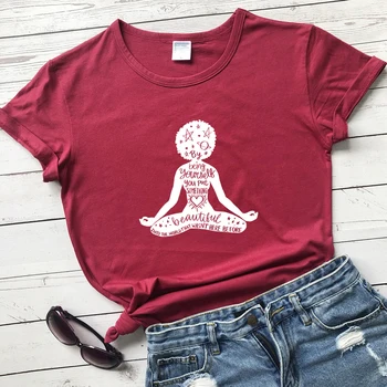 Por Ser você Mesmo Você Colocar Algo Bela T-shirt Estética Menina Negra Magia Superior Engraçado Mulheres Namaste Meditação Yoga Tshirt