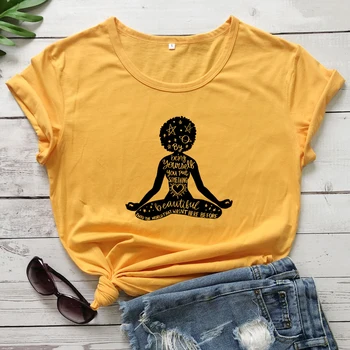 Por Ser você Mesmo Você Colocar Algo Bela T-shirt Estética Menina Negra Magia Superior Engraçado Mulheres Namaste Meditação Yoga Tshirt