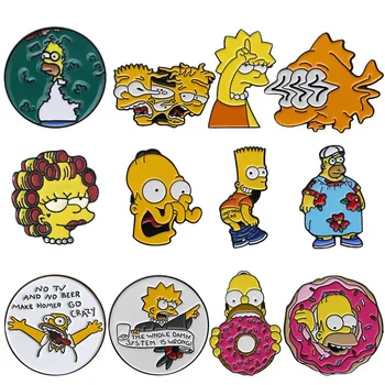 Requintado Emblema Engraçado Animação Dos Simpsons Liga De Esmalte Emblema De Material Escolar E De Escritório Acessórios