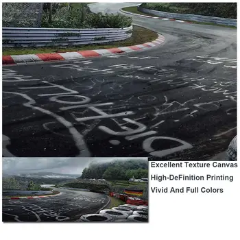 Nurburgring Rally Estrada de Carro esportivo Faixa de Lona da Pintura a impressão de Cartaz Paisagem da Floresta Arte de Parede para Sala de estar Cuadros Unframed