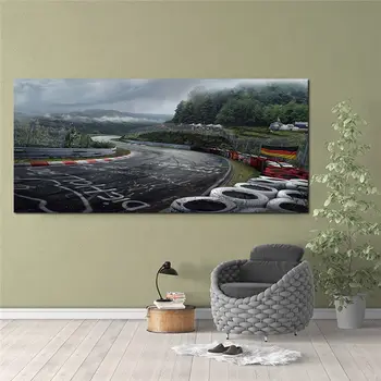 Nurburgring Rally Estrada de Carro esportivo Faixa de Lona da Pintura a impressão de Cartaz Paisagem da Floresta Arte de Parede para Sala de estar Cuadros Unframed