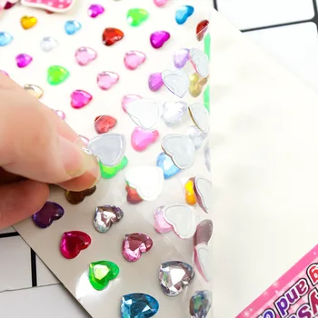 Strass Cristal Coração Adesivos Estilo de Decalque Auto-adesivo de Brinquedos para Crianças de Telefone Celular Adesivo de Notebook Decoração Única