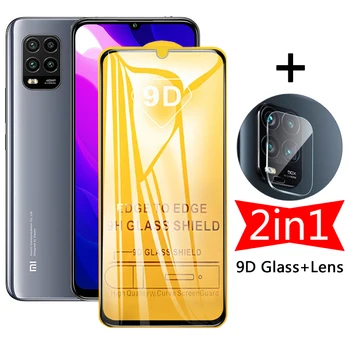 2em1 9D Completo Cola Protetor de Tela de Vidro para o Xiaomi Mi 10 Lite 5G 10T Pro Mi10 T 10tlite Temperado Câmera de Filme Protetor da Lente