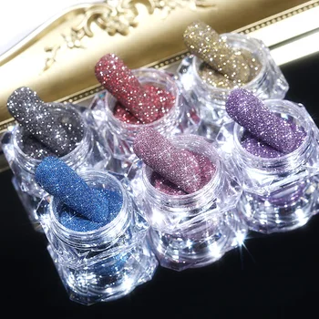 Brilhante Reflexiva glitter Nail Pó Holographics Vidro Micro Broca Pó de Cristal Para Unhas Brilhantes Pigmento Decoração da Arte do Prego