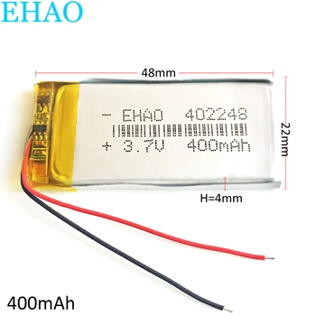 EHAO 402248 3,7 V 400mAh de Polímero de Lítio Recarregável LiPo Bateria de células de energia Para Mp3, GPS, Vedio Jogo de DVD Câmera