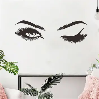 Sexy Lash & Testas Olho Adesivos de Parede Menina Quarto Sala Decoração do Quarto para a Arte Mural de Vinil de Cílios, Design de Parede Decalques