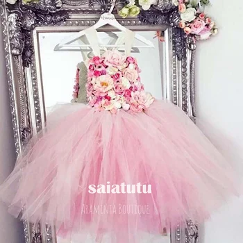 Cor-de-rosa dançando T-mostrar flor menina vestidos de noiva crianças festa de aniversário de crianças piano de presente de natal da princesa tutu vestido Vestido