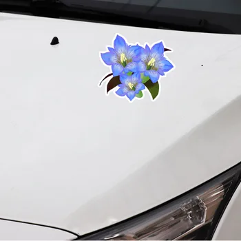 Moda Adesivo de Carro Interessante Azul Genciana Flores Decalque Decoração Criativa Acessórios Impermeável, Protetor solar Decalques 14*13cm
