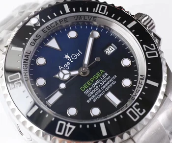Clássicos Homens Novos Relógios de Aço Inoxidável Mecânico Automático de Gradiente de Preto Safira Azul Cystal de Bisel de Cerâmica Pesado 44mm