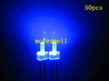 50pcs Novo 2mm Azul Difusa em Plano Superior LED led light Bulb Luz de 2mm grande angular lente azul led