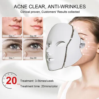 Led Máscara Facial de Terapia de Luz de 7 Cores do Rejuvenescimento da Pele do Fotão Máscara de Cuidados com a Pele Anti-Envelhecimento da Pele Aperto Rugas para o Rosto e Pescoço