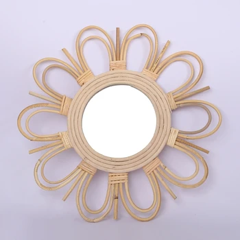 Tecido de Vime Espelho de Vestir uma Arte Inovadora Maquiagem Decoração Espelhos de casa de Banho 95AA
