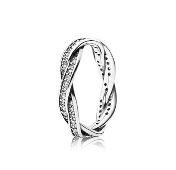 Original Pandora 925 Prata Esterlina, Anel de amor CZ Anel de suspensão genealogia anel de senhora de casamento namorada de presente de jóias 2021
