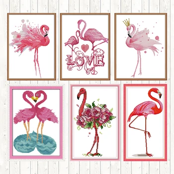 Flamingo Série de Padrões de Ponto de Cruz 14ct Tecido Impresso 11ct Contados Kits de Ponto Cruz para Bordar Kits DIY Kits de Bordado