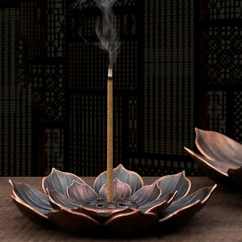 Novo 1PC Liga Queimador de Incenso Vara Placa de Suporte de Budismo Lotus Incensário em Bronze Capuchinha Queimador de Incenso