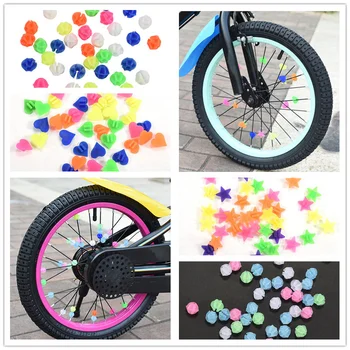 36Pcs Colorido de Crianças de Segurança Clipe de Bicicleta Rodada Multi-cor do Amor do Coração, Estrelas Roda de Bicicleta Acessórios de Decoração Esferas Falou Esferas