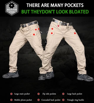 Plus Size 6XL Calças Cargo os Homens de Bolso de Multi Exterior Táticas calças de Moletom Militar do Exército Impermeável Seca Rápido Elástico Caminhadas Calças