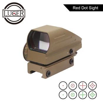 LUGER Red Dot Sight Tático Reflexo Vermelho/Verde Laser 4 Retículo Holográfico Projetada Rifle Âmbito 20mm Trilho de Ar Arma de Caça Âmbito